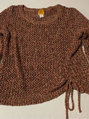 Ruby Rd. Rust & Brown Marled Crewneck Sweater with Side Tie